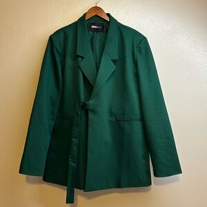 Men’s 46R 40x34 Green Wide Leg Faux Belted 2 Pc Suit